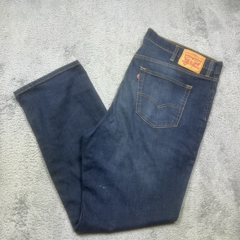 Levis 541 Jeans Men 44x34 Blue Straight Leg Stretch‎ Denim Pants Medium Wash
